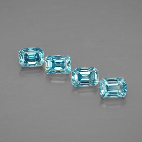 Pedras preciosas de zircão azul natural de  ct, corte esmeralda, VVS