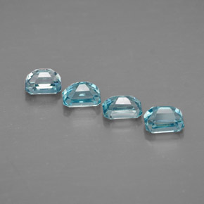 Pedras preciosas de zircão azul natural de  ct, corte esmeralda, VVS
