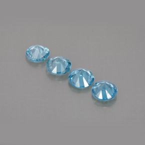 Pedras preciosas de zircão azul natural de  ct, corte redondo, VVS-VS
