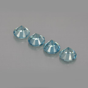 Pedras preciosas de zircão azul natural de  ct, corte redondo, VVS