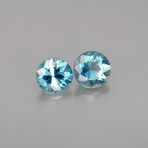 Pedras preciosas de zircão azul natural de  ct, corte redondo, VVS-VS