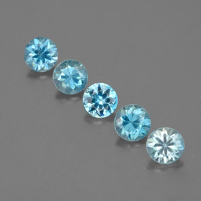 Pedras preciosas de zircão azul natural de  ct, corte redondo, VVS-VS