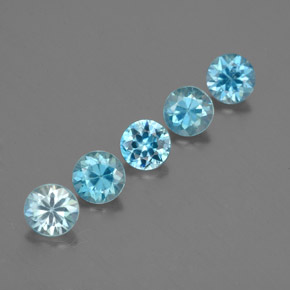 Pedras preciosas de zircão azul natural de  ct, corte redondo, VVS-VS