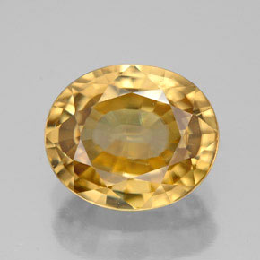 Zircão amarelo natural 8,26ct, corte oval, IF