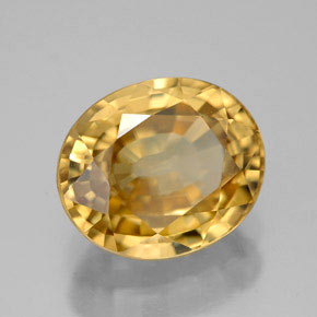 Zircão amarelo natural 8,26ct, corte oval, IF