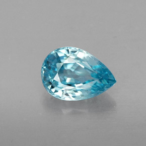 Zircão azul natural 1,08ct, formato de pêra, VVS-VS