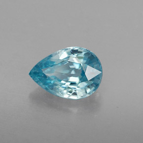 Zircão azul natural 1,08ct, formato de pêra, VVS-VS