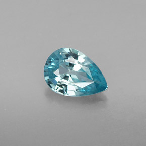 Zircão azul natural 0,86ct, formato de pêra, VVS
