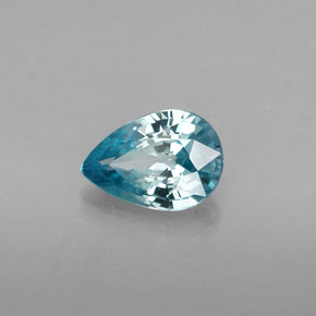 Zircão azul natural 0,86ct, formato de pêra, VVS