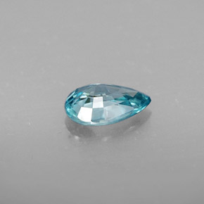 Zircão azul natural 0,86ct, formato de pêra, VVS