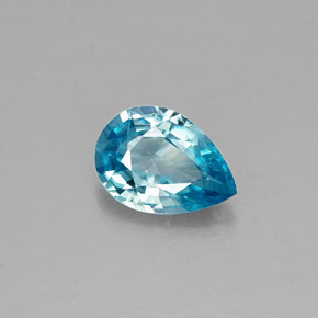 Zircão azul natural 0,83ct, formato de pêra, VVS