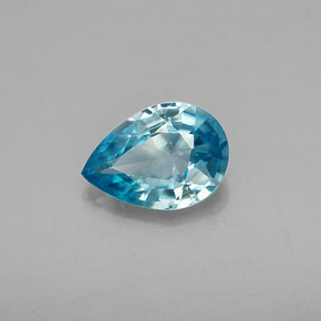 Zircão azul natural 0,83ct, formato de pêra, VVS