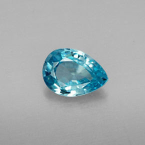 Zircão azul natural 0,85ct, formato de pêra, VVS