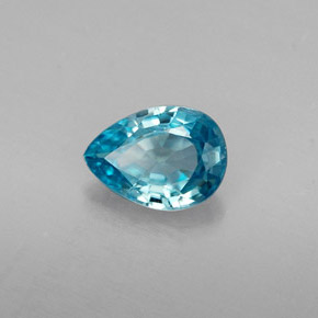 Zircão azul natural 0,85ct, formato de pêra, VVS