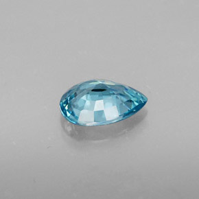 Zircão azul natural 0,85ct, formato de pêra, VVS