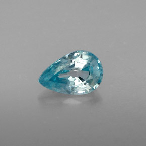 Zircão azul natural 0,90ct, formato de pêra, VVS-VS