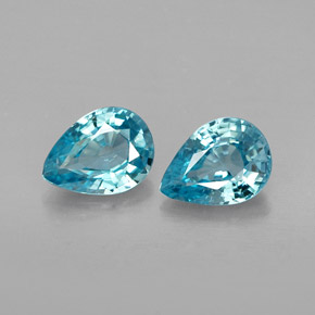 Pedras preciosas de zircão azul natural de  ct, formato de pêra, VVS