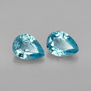 Pedras preciosas de zircão azul natural de  ct, formato de pêra, VVS