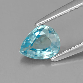 Zircão azul natural 0,78ct, formato de pêra, IF