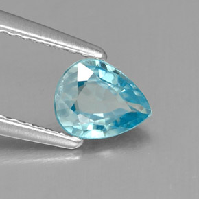Zircão azul natural 0,78ct, formato de pêra, IF