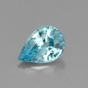 Zircão azul natural 0,91ct, formato de pêra, IF