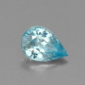Zircão azul natural 0,91ct, formato de pêra, IF