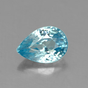 Zircão azul natural 1,05ct, formato de pêra, VVS