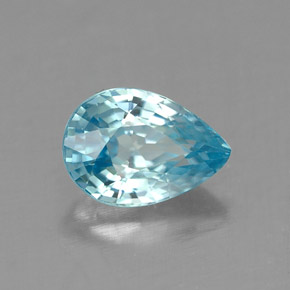 Zircão azul natural 1,05ct, formato de pêra, VVS