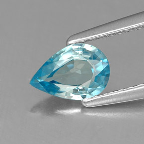 Zircão azul natural 0,69ct, formato de pêra, VVS