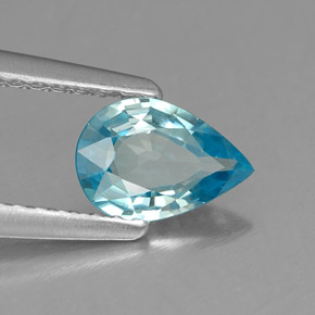 Zircão azul natural 0,69ct, formato de pêra, VVS