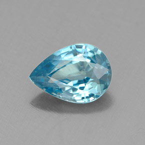 Zircão azul natural 0,98ct, formato de pêra, VVS