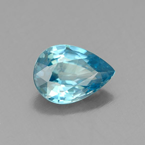 Zircão azul natural 0,98ct, formato de pêra, VVS