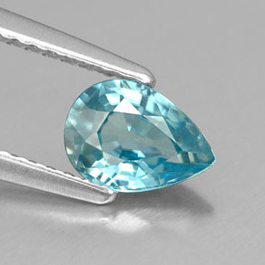Zircão azul natural 0,99ct, formato de pêra, VVS