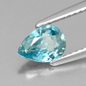 Zircão azul natural 0,99ct, formato de pêra, VVS