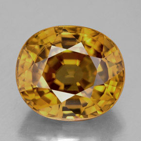 Zircão amarelo natural 10,17ct, corte oval, IF