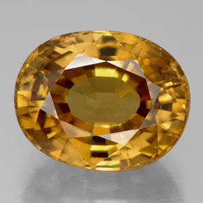 Zircão amarelo natural 22,80ct, corte oval, VVS