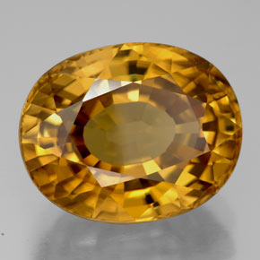 Zircão amarelo natural 22,80ct, corte oval, VVS