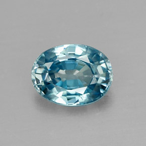 Zircão azul natural 1,25ct, corte oval, VVS
