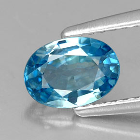 Zircão azul natural 1,36ct, corte oval, VS