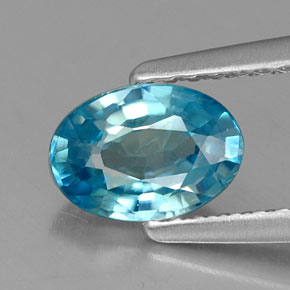 Zircão azul natural 1,13ct, corte oval, VS