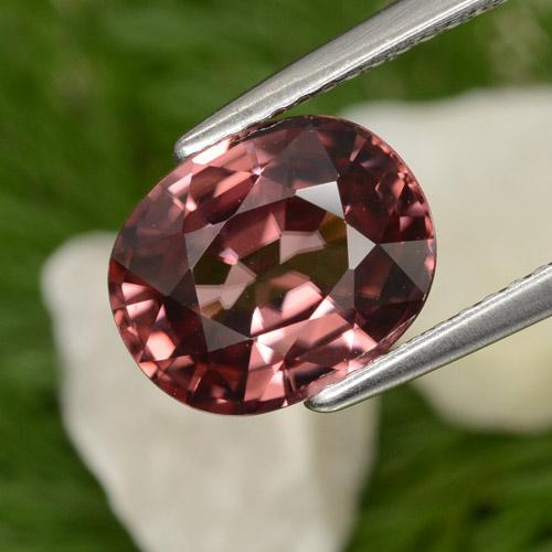 Zircão vermelho natural 4,42ct, corte oval, VVS