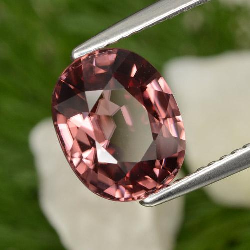Zircão vermelho natural 4,42ct, corte oval, VVS