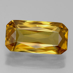 Zircão amarelo natural 6,66ct, corte esmeralda, VVS