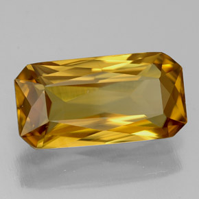 Zircão amarelo natural 6,66ct, corte esmeralda, VVS