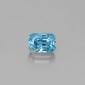 Zircão azul natural 0,36ct, corte esmeralda, VS