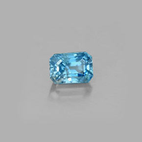 Zircão azul natural 0,36ct, corte esmeralda, VS