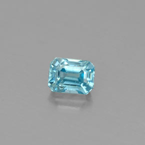 Zircão azul natural 0,41ct, corte esmeralda, VS