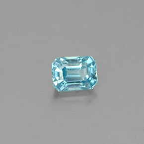 Zircão azul natural 0,41ct, corte esmeralda, VS