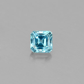 Zircão azul natural 0,36ct, corte esmeralda, VS