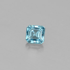 Zircão azul natural 0,36ct, corte esmeralda, VS